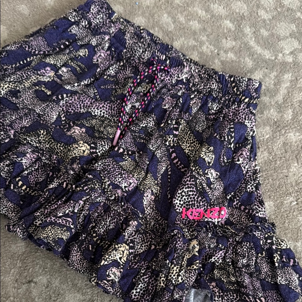 KENZO Navy & Pink Animal Print Ruffle Skirt size 4